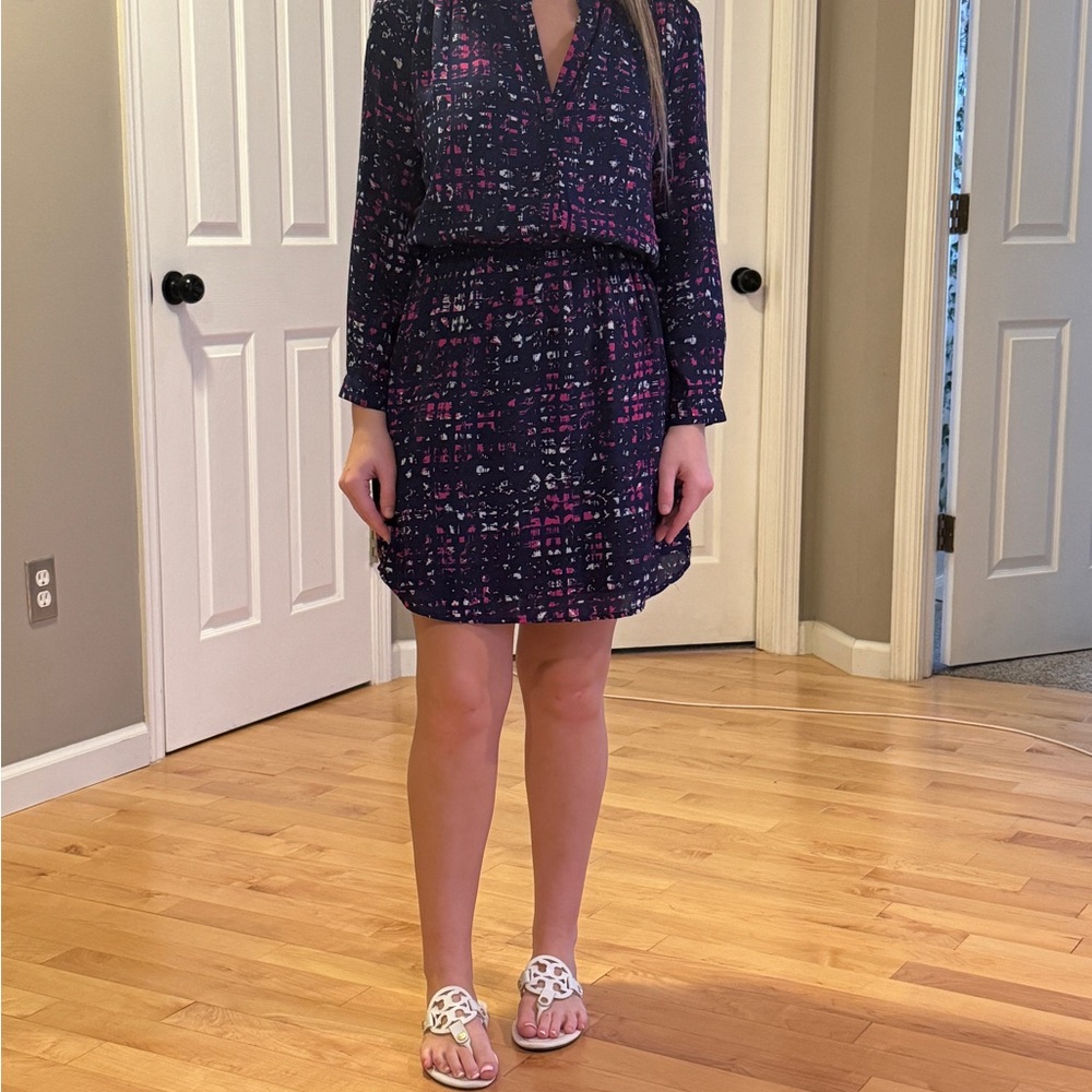 Nordstrom Charles Henry Long Sleeve Dress in Black and Pink